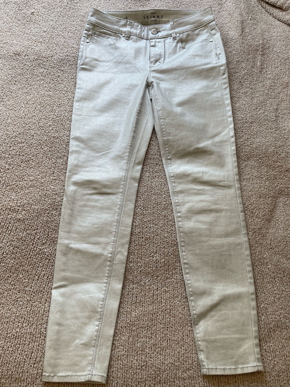 White House Black Market Metallic Skinny Ankle Jeans - Size 0 - Picture 4 of 5